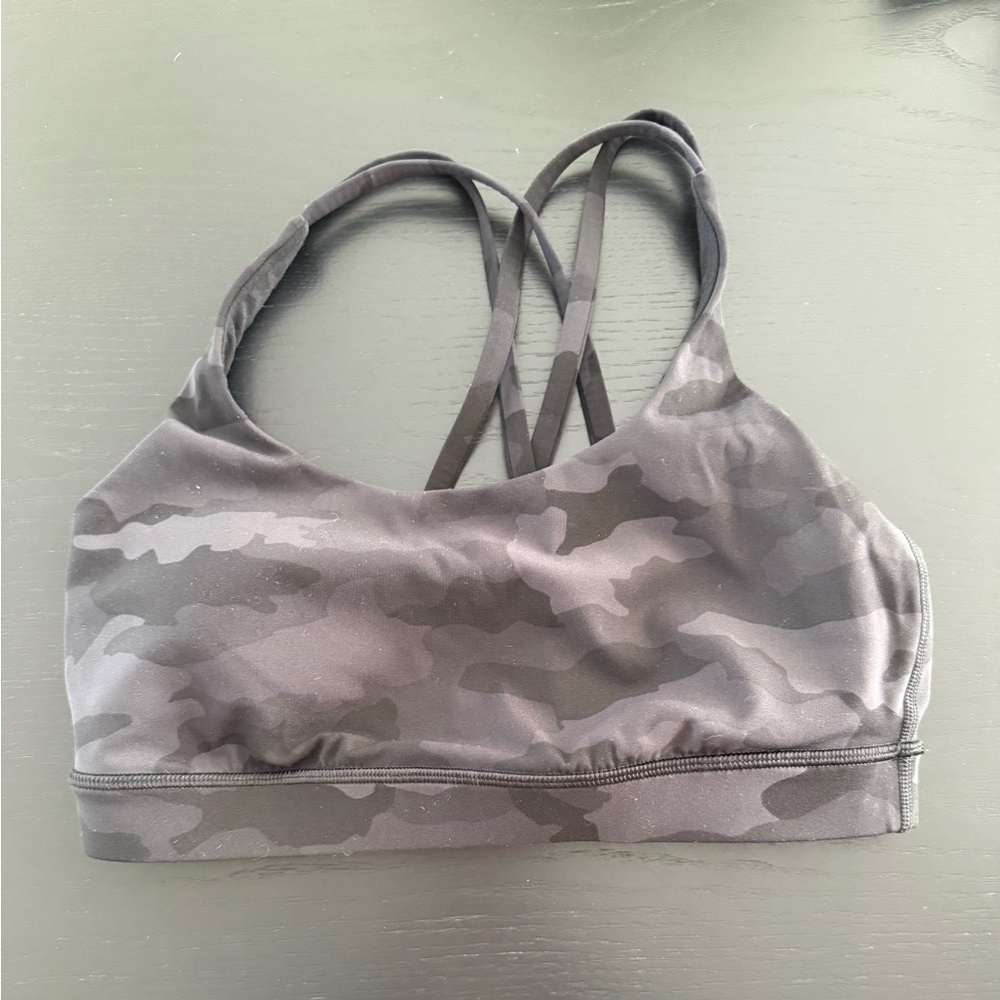 Lululemon Energy Sports Bra Camo Black Gray, size 8